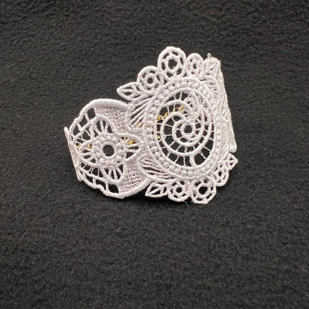 Homemade White Lace Bracelet With Gold Hardware